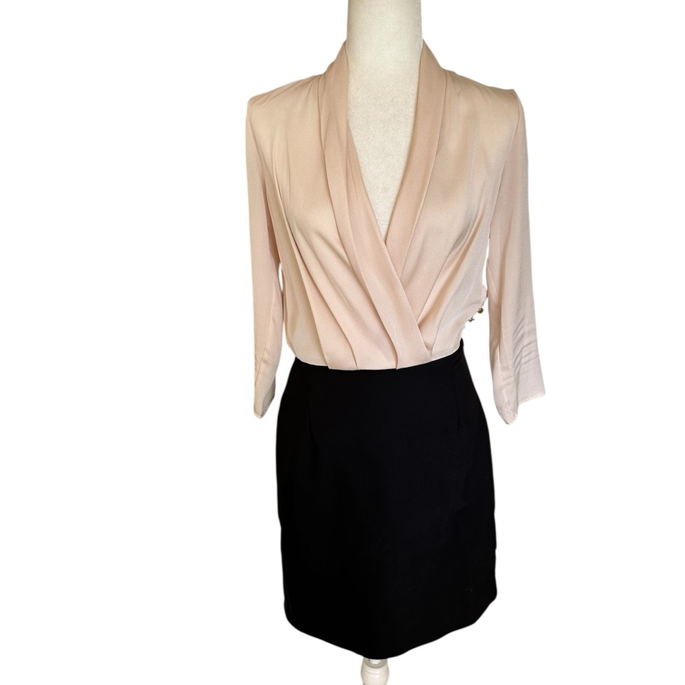 EUC Mango Suit Black Skirt & Cream v-neck top combo dress, size 4